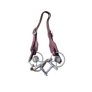 Pleasure horse O ring snaffle bit 5" with leather bridle and braided curb chain